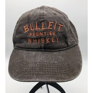 Bulleit Frontier Whiskey Ball Cap Hat Gray Snapback Distressed Look Bourbon KY